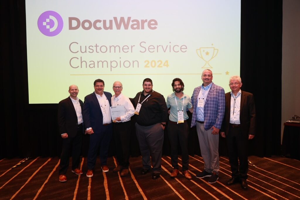 Miken Technologies receiving the DocuWare Customer Service Champion Award in 2024